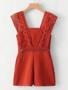 Shein Lace Crochet Strap Insert Romper
