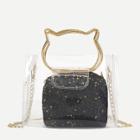 Shein Clear Pvc Bag With Glitter Inner Pouch