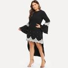 Shein Plus Contrast Lace Beaded High Low Dress