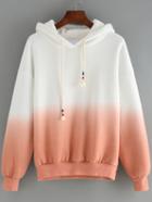 Shein Pink Ombre Hooded Long Sleeve Loose Sweatshirt