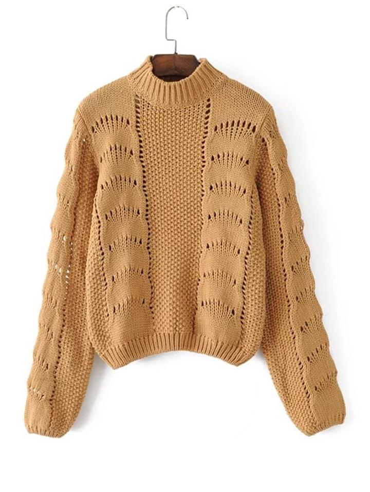 Shein Crew Neck Pointelle Sweater