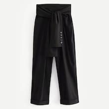 Shein Solid Tie Front Rolled Hem Pants