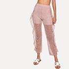 Shein Ruffle Trim Side Sheer Pants