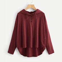Shein High Low Hooded Solid Tee