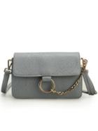 Shein Embossed Faux Leather Chain Lock Flap Bag - Grey