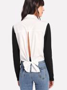 Shein Slit Bow Tied Back 2 In 1 Top