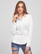 Shein Half Placket O-ring Belt Detail Shirt