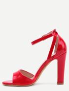 Shein Red Ankle Strap High Heel Sandals