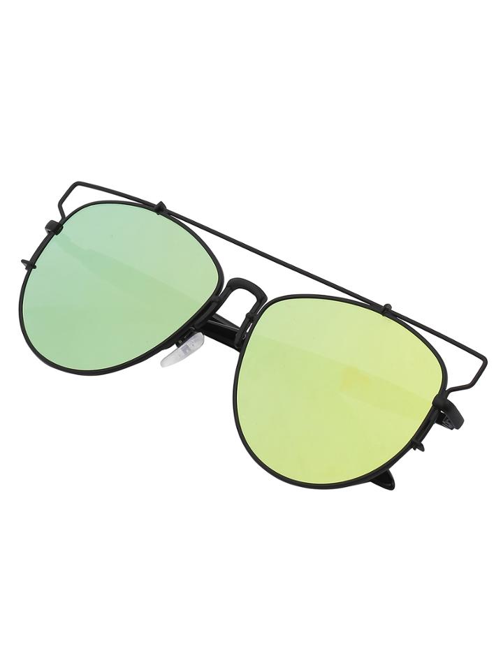 Shein Black Metallic Top Bar Sunglasses