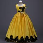 Shein Girls Lace Embroidery Bowknot Satin Ball Gown