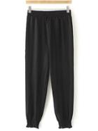 Shein Black Elastic Waist Smock Cuff Pants