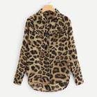 Shein Leopard Dip Hem Blouse