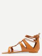 Shein Brown Open Toe Strappy Sandals