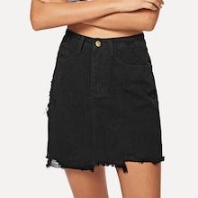 Shein Pocket Patched Raw Hem Skirt