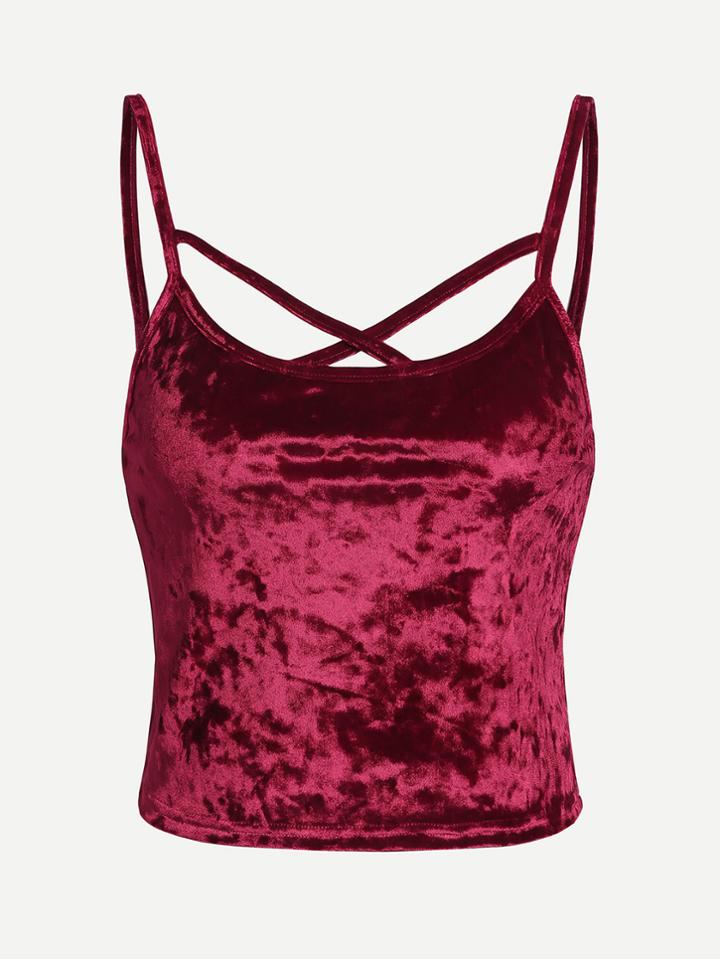 Shein Crisscross Crushed Velvet Cami Top