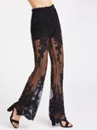 Shein Knicker Insert Elastic Waist Lace Flare Pants