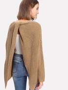 Shein Twist Detail Open Back Drop Shoulder Jumper