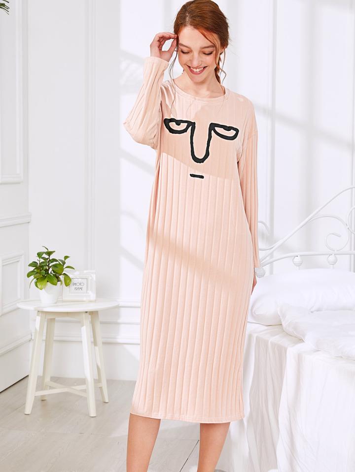 Shein Funny Printed Ribbed Dress
