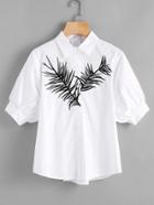 Shein Leaf Embroidered Shirt