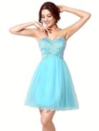 Shein Sky Blue Rhinestone Embellished Sweetheart Bridesmaid Dress