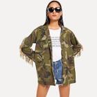 Shein Pocket Front Button Detail Camouflage Jacket