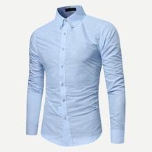 Shein Men Solid Shirt With Button Down Collar
