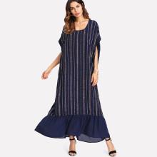 Shein Geo Striped Ruffle Hem Dress