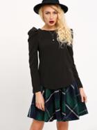 Shein Puff Sleeve Raw Hem Blouse