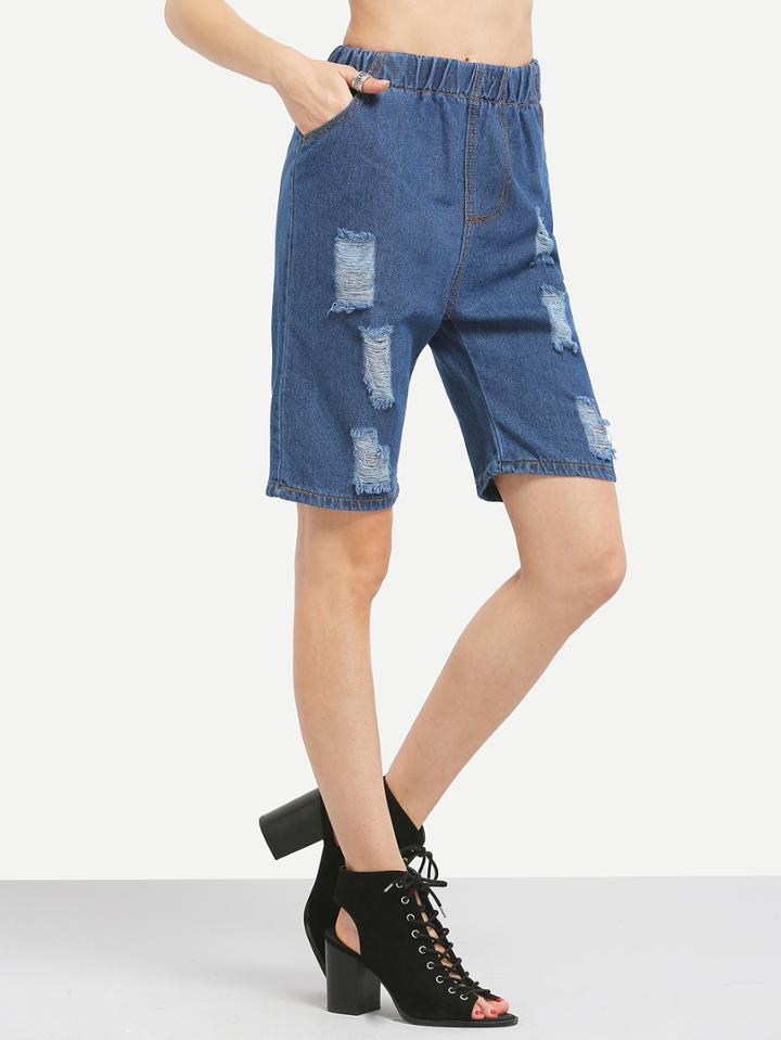 Shein Distressed 1/2 Length Denim Jeans
