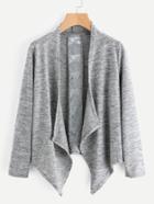 Shein Hollow Out Crochet Panel Marled Knit Cardigan