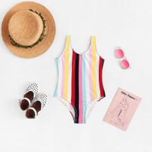 Shein Girls Colorblock Striped Swimsuit