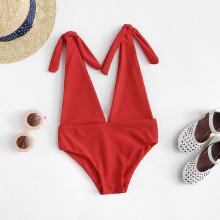 Shein Girls V Plunge Neck Swimsuit