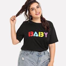 Shein Plus Baby Print Front Tee