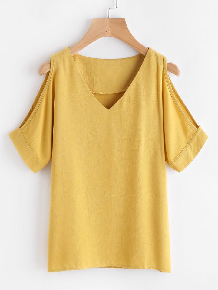 Shein V Neckline Open Shoulder Blouse