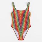 Shein Plus Chevron Colorblock Swimsuit