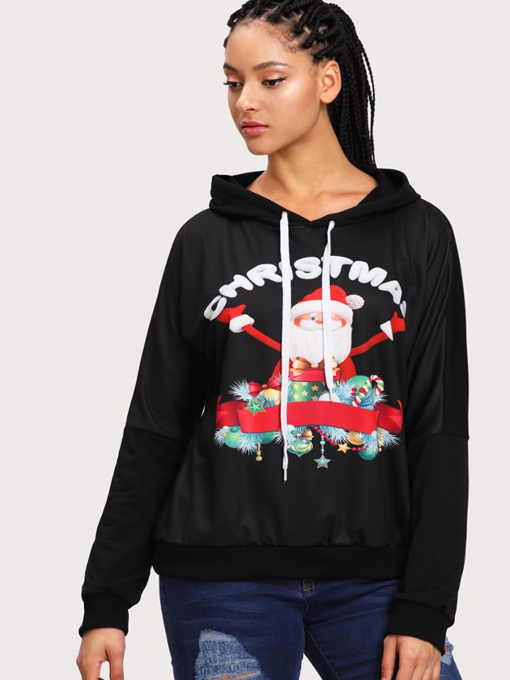 Shein Christmas Print Hoodie