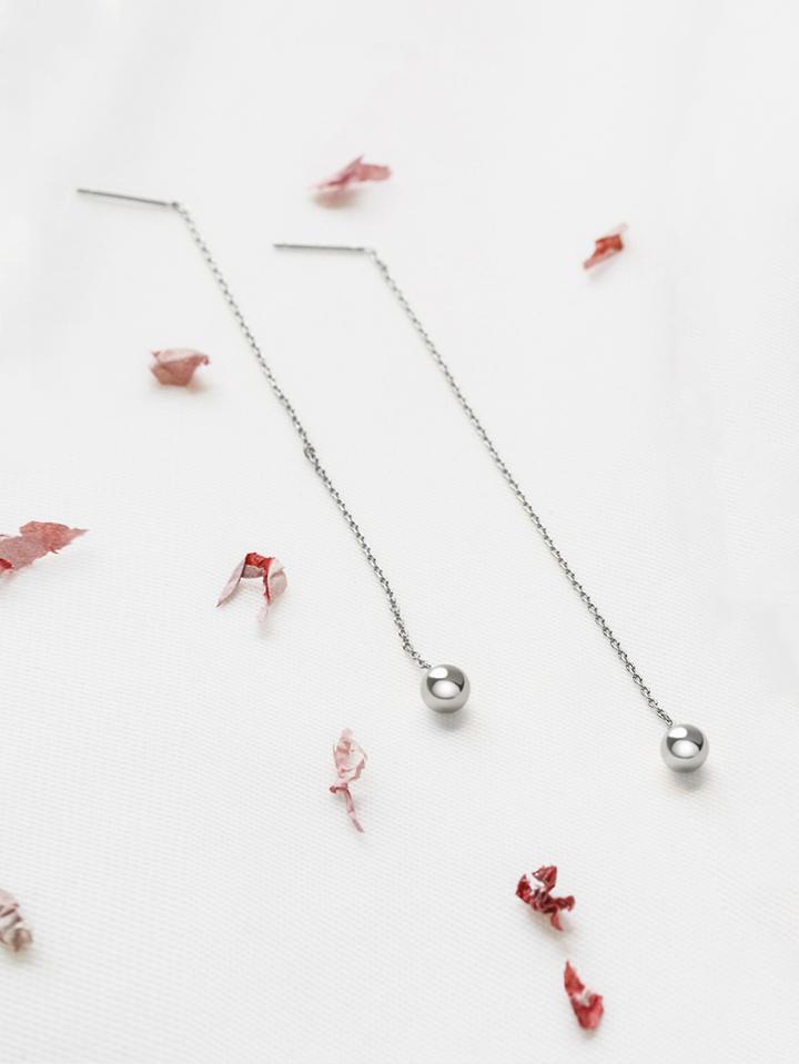 Shein Silver Chain Earrings With Bead