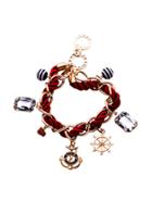 Shein Burgundy Embellished Braided Rope Bracelet