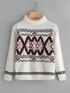 Shein Geo Pattern High Neck Jumper