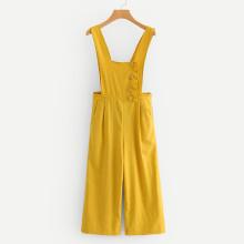 Shein Frill Trim Button Front Overalls
