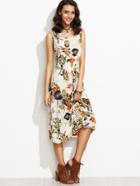 Shein Tropical Print Elastic Waist Tank Dress