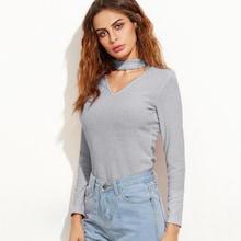 Shein Choker Neckline Solid Sweater