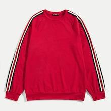 Shein Men Striped Sleeve Round Neck Pullover