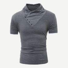 Shein Men Button Decoration Plain Tee