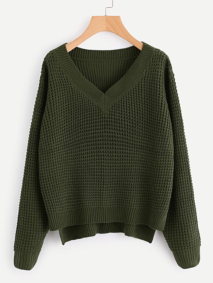 Shein Stepped Hem Textured Jumper