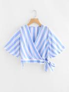 Shein Contrast Stripe Tie Detail Top