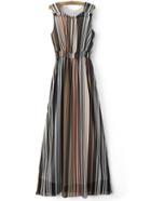 Shein Multicolor Sleeveless Elastic Waist Stripe Maxi Dress