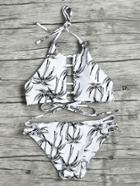 Shein Palm Tree Ladder Cutout Halter Bikini Set