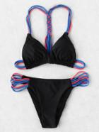 Shein Ladder Cutout Woven Strap Bikini Set