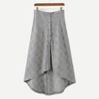 Shein Button Through Dip Hem Glen Plaid Skirt
